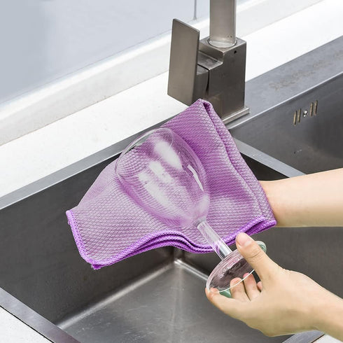 SINLAND Microfiber Glass Cleaning Cloth - 16x16inch Lint Free Cloth for Windows, Mirrors, and Stainless Steel (6-Pack,