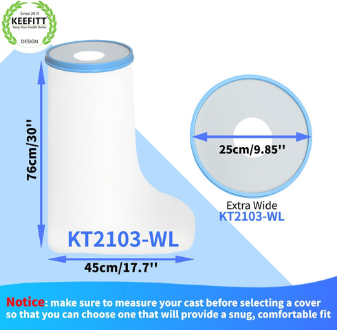 Waterproof Leg Cast Covers for Shower, Extra Large Wide, KT2103-WL Watertight Protector