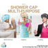 Reusable Extra Large Shower Cap for Women - 4 Pack Satin Double Layer EVA Waterproof Long Hair Caps (Baby Blue, Brown,