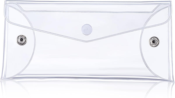 Transparent Makeup Bag, Medium Waterproof PVC Cosmetic Pouch, Clear Travel Organizer with Snap Closure