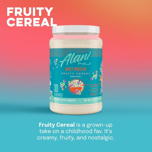 Alani Nu Whey Protein Powder - FRUITY CEREAL Flavor, 23g Protein, Low Sugar & Digestive Enzymes, Meal Replacement