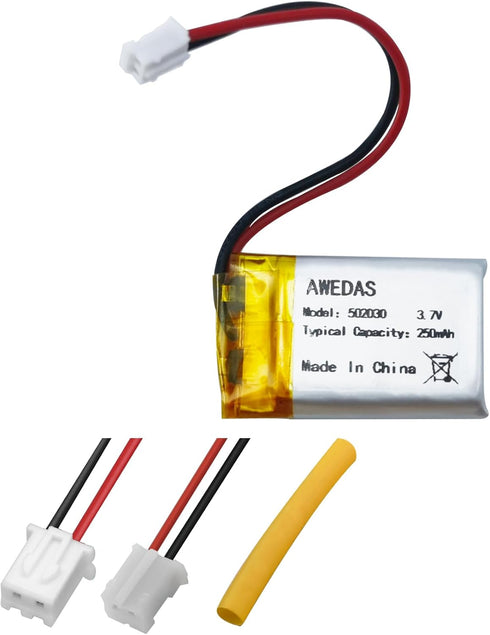 (3 Pack) 3.7v 502030 Battery Lithium Polymer Battery 250mAh Compatible for Multiple Devices with PH 2.54 JST