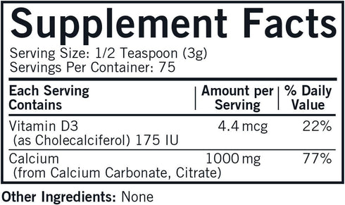 Kirkman - Calcium with Vitamin D3 Powder - 8 oz - Essential Minerals - Helps Maintain Strong Bones - Unflavored