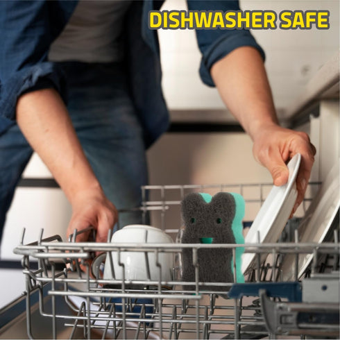 Odor Resistant Dual-Sided Non-Scratch Scrub Sponge for Coated Dishware
