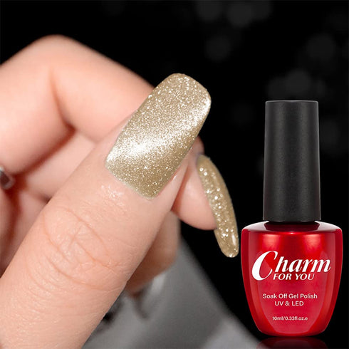 VERONNI Reflective Cat Eye Gel Nail Polish, Glitter Magnetic Shimmer Gel, Soak Off UV LED Nail Art 10ml