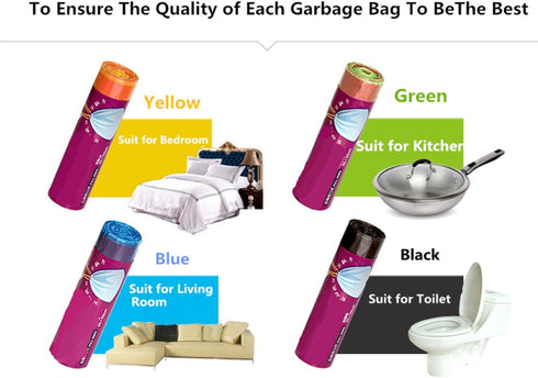 5 Gallon Drawstring Trash Bags, Colorful Small Waste Basket Bags, 4 Rolls / 60PCS for Home, Kitchen, Office