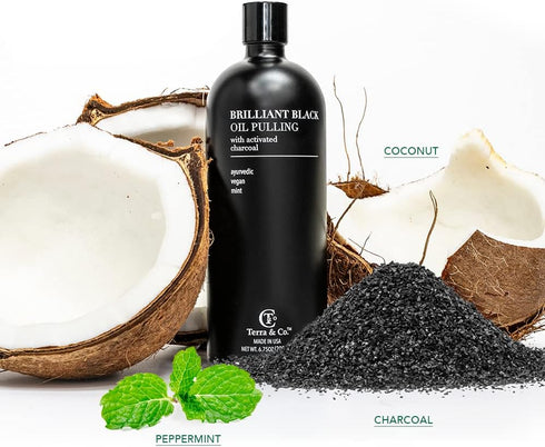 Brilliant Black Oil Pulling, Natural Ayurvedic Blend of Activated Charcoal and Coconut Oil, Mouthwash Rinse