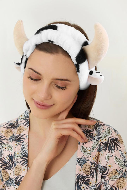 Cow Headbands for Washing Face, Cute Cow Skincare Makeup Head Band for Women, Soft Fluffy Facial Hair Wraps