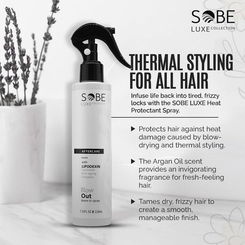 SOBE LUXE Heat Protectant Spray for Hair, 8 Oz - Blow Dry, Thermal Styling Spray for All Hair Types, Frizz-Free