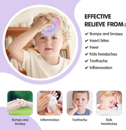 Hilph Kids Ice Packs for Boo Boos, Reusable Toddler Kids Gel Hot Cold Pack with Sleeves for Pain Relief, Cute Animal Ice Pack Hot Cold Therapy for Kid Bump, Bruise, First Aid (3 Packs)