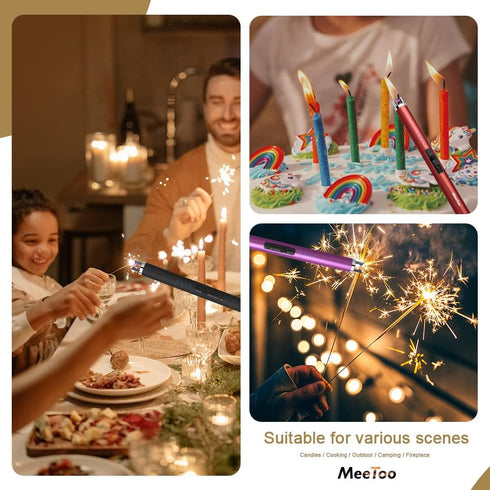 MeeToo Candle Lighter Electric Rechargeable USB Type-C Lighters for BBQ Camping Fireworks (Black)