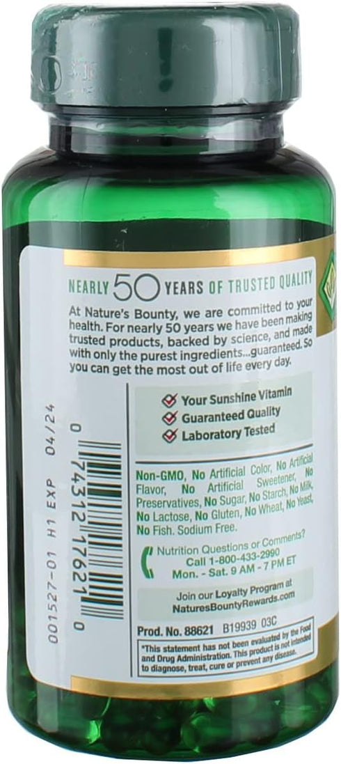 Nature's Bounty Vitamin D3 2000 IU Softgels, 150 ea (Pack of 4)