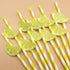 Lemon Paper Straws - Lemon Drinking Straws, DIY Decorative Yellow Striped Citrus