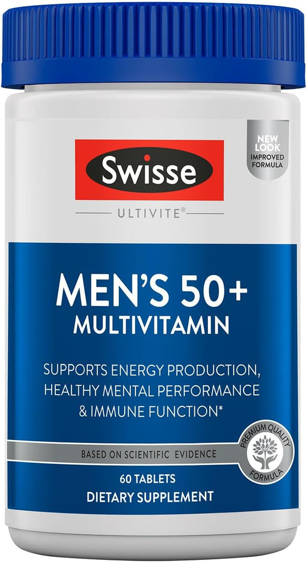 Swisse Daily Multivitamin for Men 50 and Over | 39 Vitamins, Antioxidants and Minerals + Adaptogens | Energy & Immune