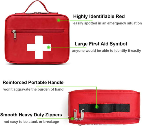 Gatycallaty Empty First Aid Bag - Medium Emergency Treatment Medical Multi-Pocket for Home Office Car Traveling Hiking