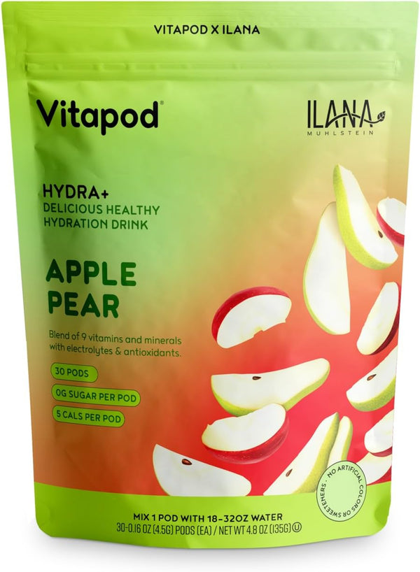 Vitapod Ilana Muhlstein x Hydra+ Apple Pear Healthy Hydration Mix - 30 Pods, Electrolytes, Antioxidants, Vitamin C