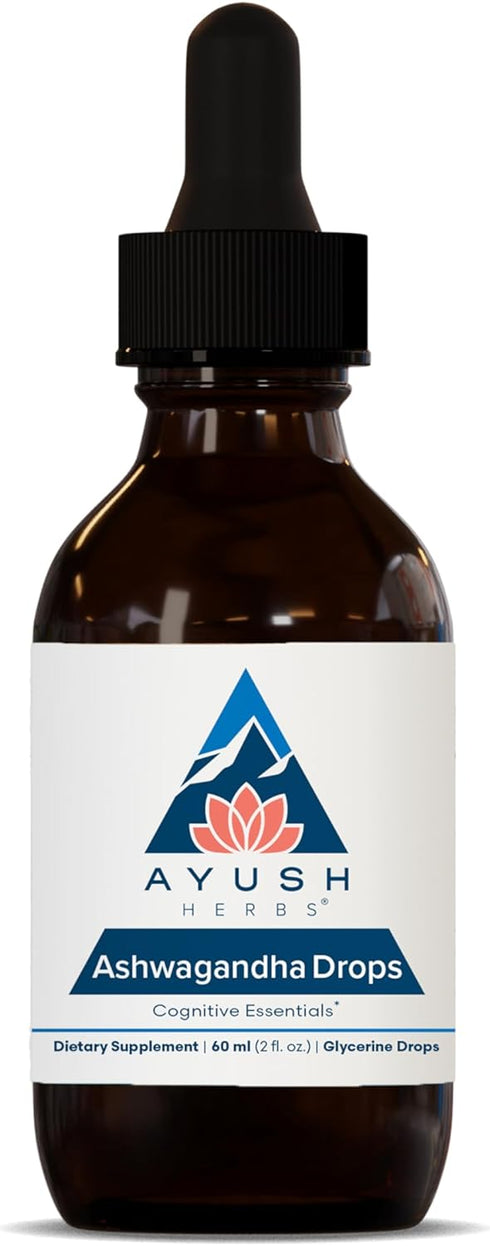 Ayush Herbs Ashwagandha Alcohol-Free Drops for Adults, Calming Daily Supplement, 2 Fl Oz