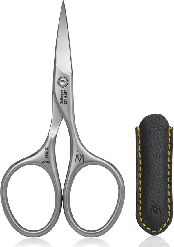 GERMANIKURE Professional Nail Cutter Scissors - Curved FINOX Stainless Steel Nail Scissors in Leather Case