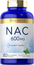 Carlyle NAC N-Acetyl Cysteine 600mg | 180 Capsules | with Peppermint | Non-GMO, Gluten Free