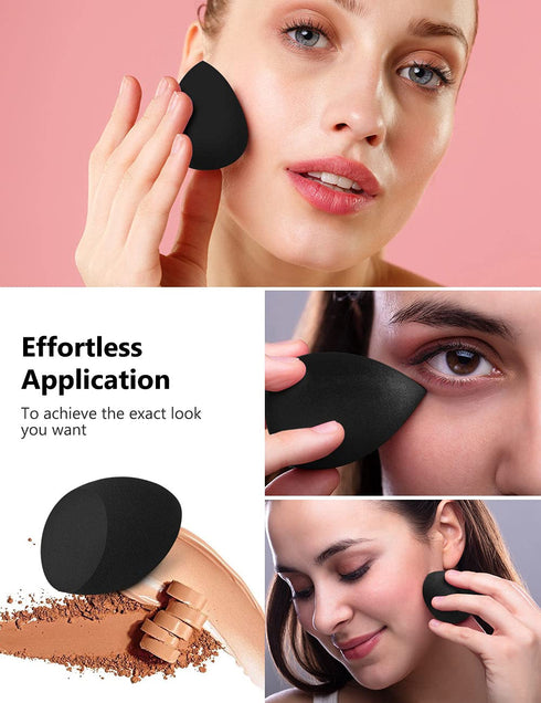 InnoGear Makeup Sponge, 10 Pcs Blender Set, Beauty Cosmetic Foundation Blending Applicator Puff, Basic Black