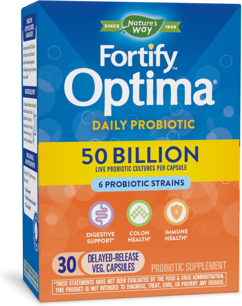 Nature's Way Fortify Optima Daily Probiotic, 30 Vegan Capsules for Digestive & Immune Health