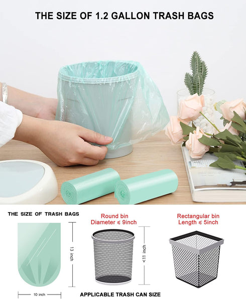 AYOTEE 75 Counts Mini Garbage Bags, 1.2 Gallon Small Compostable Trash Bags for Home, Fit 4.5 or 5 Liter Cans