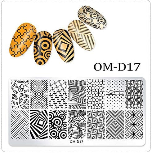 WOKOTO 5Pcs Nail Plates Stamping Set with Classic Geometric Stars Nail Art Kit