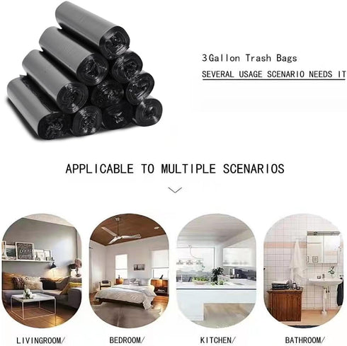 3.5 Gallon Trash Bags, 150 Count Small Trash Can Liners for Bathroom or Livingroom, Black Thick Garbage Bags