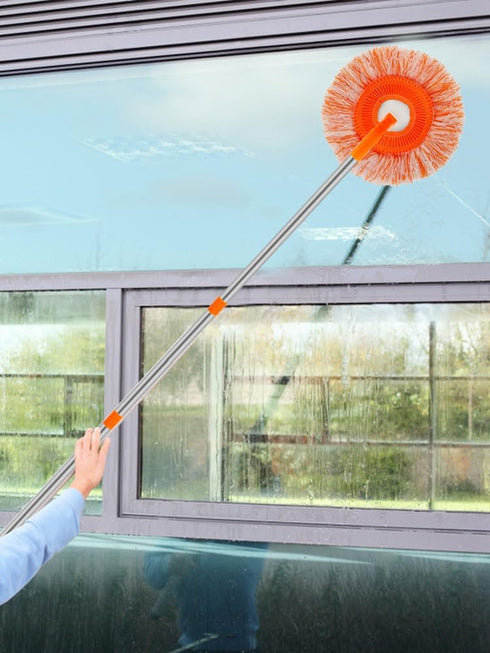 Wall Cleaner Mop with 90" Long Handle, Baseboard Cleaner Tool Duster, Round Dust Mop with 5 Replacement Pads