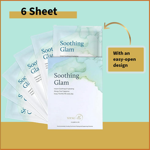 YoungMe Soothing Glam Facial Sheet Mask, 6 Sheets for Sensitive Skin, Korean Skin Care, Deep Real Mask