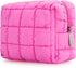 E-Tree Cute Makeup Bag - Quilted Cosmetic Pouch for Purse, Toiletry Zipper Pouch, Checkered Travel Case