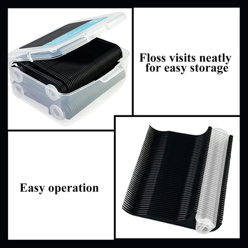 Black Floss Stick with Travel Case, 200 Odorless Floss, Toothpick Floss for Oral Cleaning for Adults and Children (One