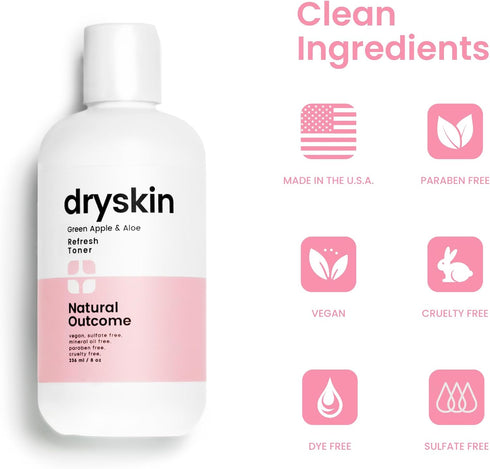 Natural Outcome Skincare Hydrating Face Toner for Dry Skin, Witch Hazel, Green Apple & Aloe Vera Facial Astringent 8 oz