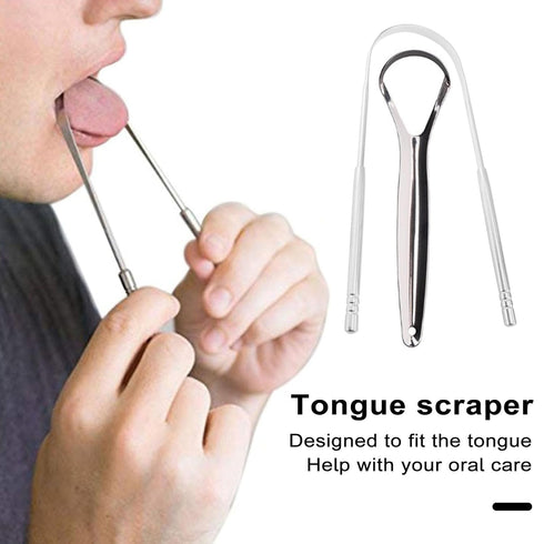 Stainless Steel Tongue Scraper, Semicircle Cleaner for Adults, Reduces Bad Breath, Oral Care Tool