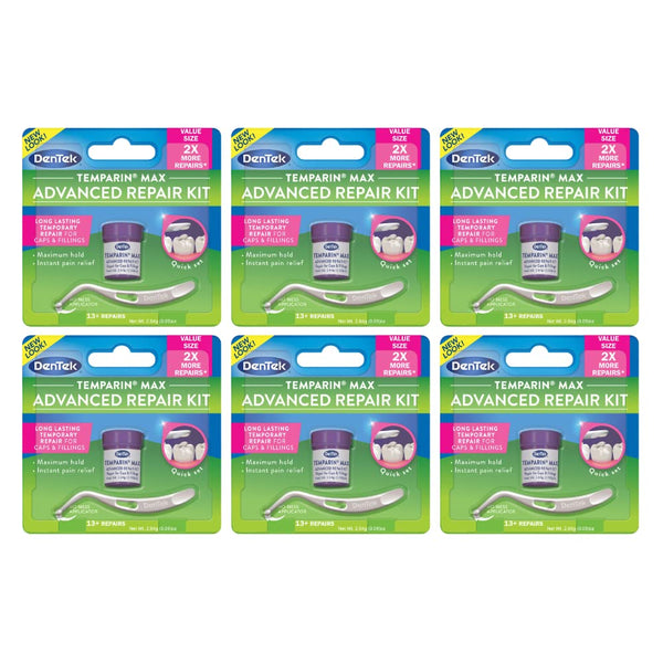DenTek Temparin Max Advanced Dental Repair Kit, 13+ Repairs, Pack of 6