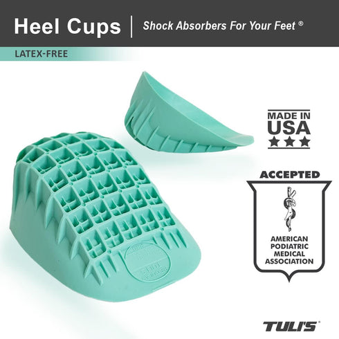 Tuli's Heavy Duty Heel Cups, Cushion Insert for Shock Absorption, 1 Pair, Made in the USA