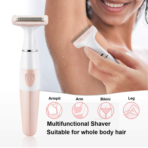 Women Painless Hair Remover,Gominyuf Electric Lady Shaver Trimmer with Upgrade Cutter Head Professional for Shave Arm,Bikini,Leg,Armpit Hair,Battery Operated (Pink)