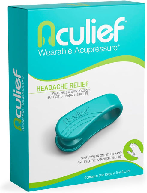 Aculief Wearable Natural Acupressure Migraine Relief Clip - Regular Teal - Drug-Free Headache & Tension Relief