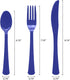 Pack 8 Setting-Count Party Essentials Extra Heavy Duty Hard Plastic Cutlery Combo and Full Size Knives/Forks/Spoons