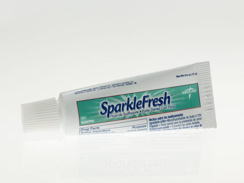 Medline Sparkle Fresh Toothpaste, Fluoride Protection, 0.6 oz., Dental Hygiene and Oral Care, Pack of 144