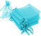 Boshen 100/200PCS Teal Blue Organza Gift Candy Sheer Bags, Mesh Jewelry Pouches Drawstring for Wedding Party Favors