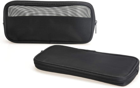 Mesh Travel Toiletry Bag - Transparent Standing Pouch, Portable Organizer, Pack of 2 (Size M), Black