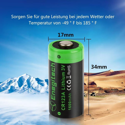 CR123A 3V Lithium Battery, 123 3 Volt Lithium Battery for Home Security Sensor, Long-Lasting Non-Rechargeable