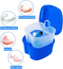 Dental Retainer Cup Holder Mouthguard Cleaning Case with Strainer Basket, Denture Bath Box Storage Cup Holder for Travel Cleaning - Dark Blue