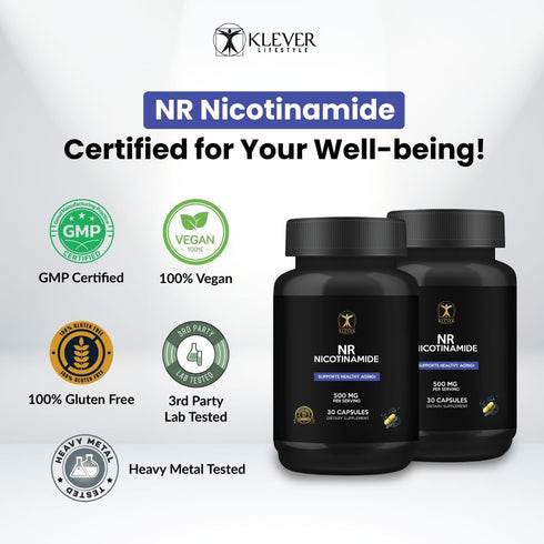 Klever Lifestyle Nicotinamide Riboside Supplement - Cellular Function & Anti Aging Support, Vitamin B3 Family, 500mg