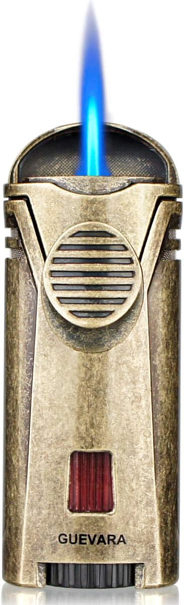 Lighter Torch with Rest Stand, Windproof Single Butane Refillable Scorch Lighters, Gold