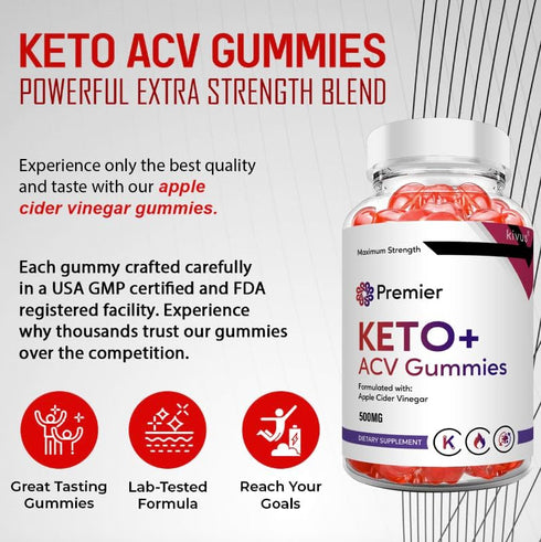kivus Premier Keto Gummies - 120 Gummies (2 Pack) with Premier Keto + ACV