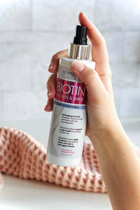Advanced Clinicals Biotin Hair Spray 8 Fl Oz, Thicken & Shine Leave-In Treatment for Fine, Damaged Hair