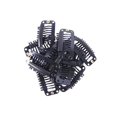 YANTAISIYU 24 pcs/lot 32mm 9-teeth Metal Wig Clips with Rubber Stopper, Invisible Hairpiece Accessories in Black