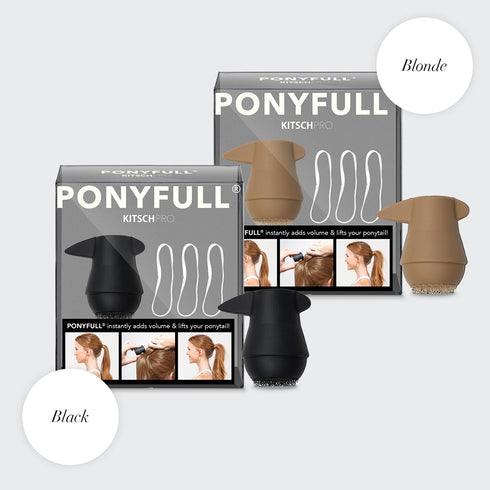 Kitsch PONYFULL Hair Volumizer Tool - Adds Lift and Style to Your Ponytail, Includes 3 No Snag Elastic Ties